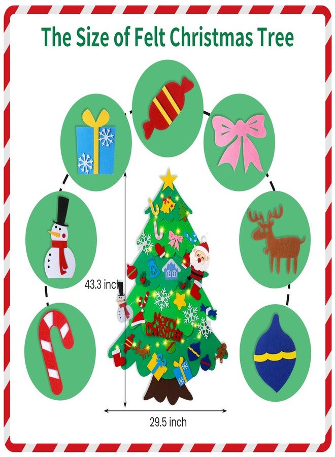 TOBEHIGHER DIY Felt Christmas Tree for Toddlers 3.6ft with 35 Detachable Decorations, Christmas Decorations with String Light (Batteries Not Included), Wall Hanging - Image 4