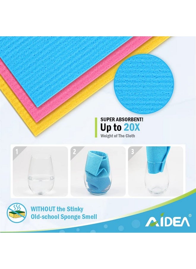 AIDEA - AIDEA Swedish Dishcloths for Kitchen-20PK, Reusable Paper Towels, Kitchen Washcloths Dish Rags, Eco-Friendly No Odor Reusable Cleaning Cloths for Kitchen, Cellulose Sponge Cloths 7"×6" - Image 1
