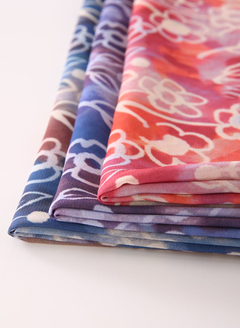 ShineShe Ladies Hijab Small Flower Printed Chiffon Bubble Scarf - Image 3