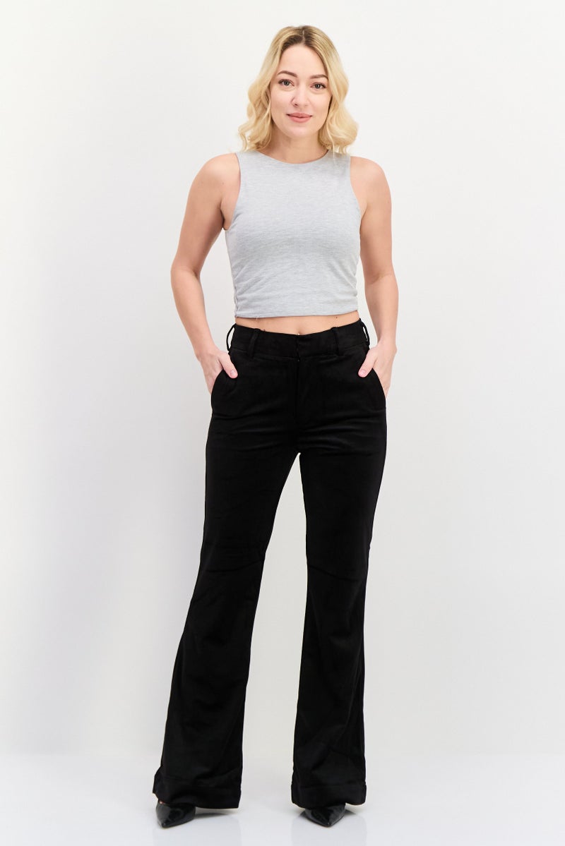 Scotch & Soda Women Straight Fit Solid Palazzo Pants, Black  - Image 2