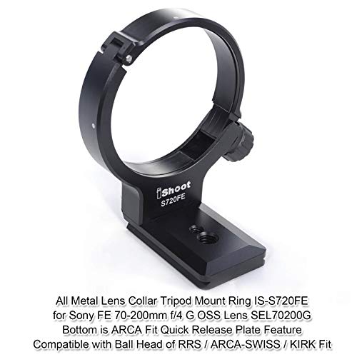 iShoot Metal Lens Collar Tripod Mount Ring Compatible with Sony FE 70-200mm f/4 G OSS SEL70200G - Support Bracket Bottom is Arca-Swiss Fit Camera Quick Release Plate - Image 2