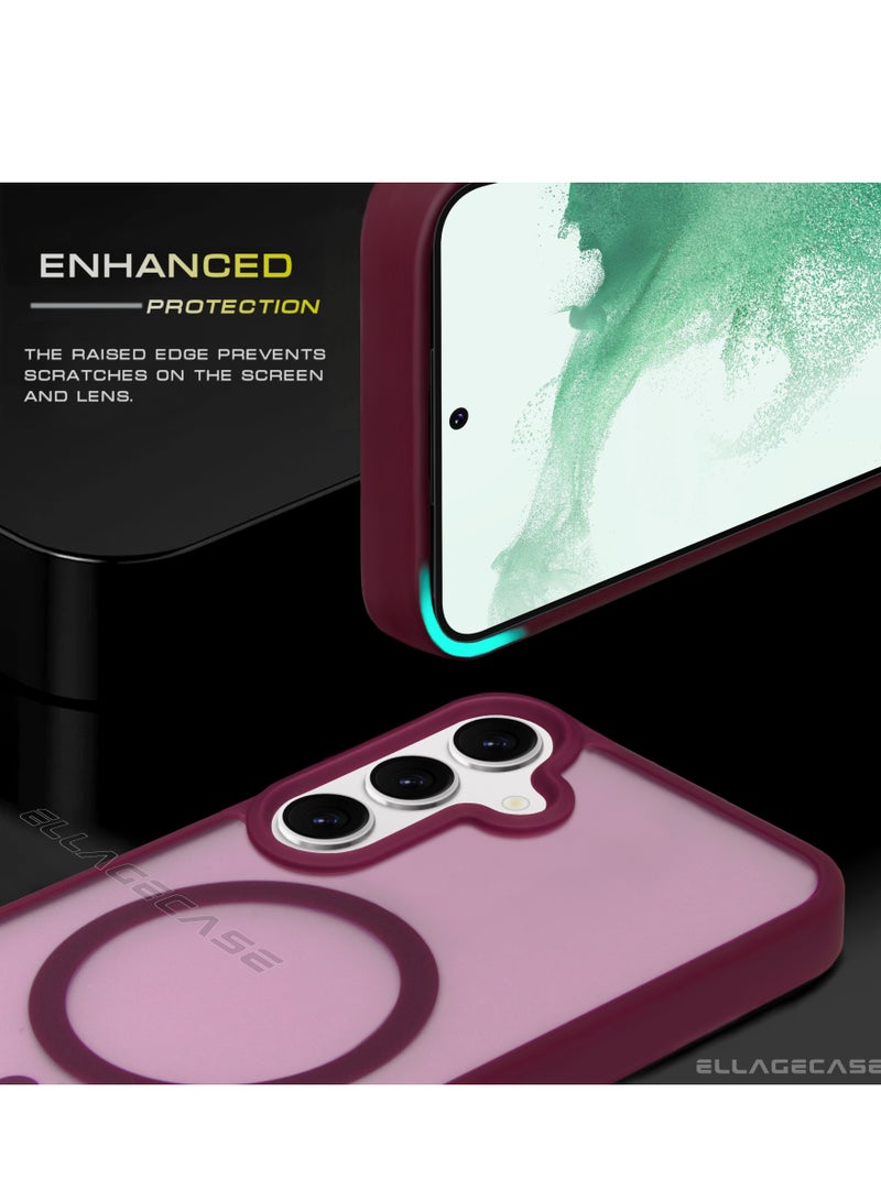 ELLAGECASE حافظة أنيقة باللون العنابي لهاتف سامسونج جالاكسي S23 FE، حماية كاميرا قوية، مضادة للصدمات، حماية معززة، متوافقة مع شحن MagSafe والشحن اللاسلكي - Image 3