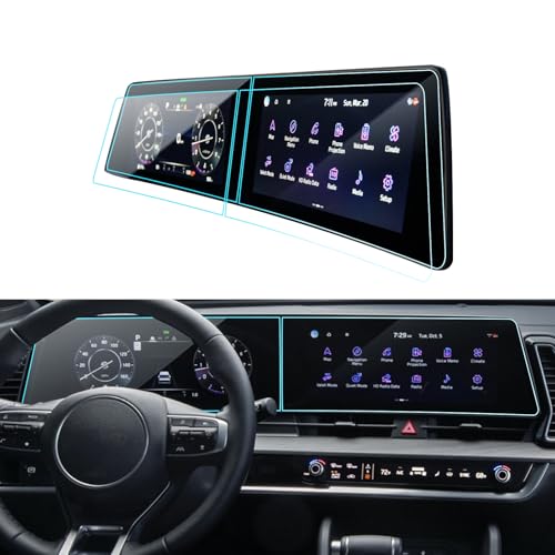 LANTU 2025 Kia Sportage Screen Protector for 2023 2024 2025 Kia Sportage (EX/SX/SX-Prestige/X-Line) Accessories Navigation & Dashboard Nano Touchscreen Protector Film HD Clear Anti-Glare 12.3''-4 Packs - Image 1