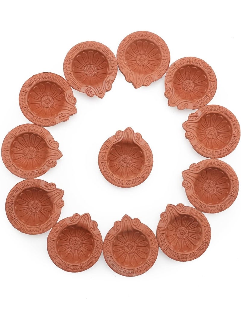 SHOP NEW ARRIVALS Clay Diyas for Diwali Decor: Traditional Handmade Terracotta Earthen Oil Lamps, Perfect for Puja, Pooja, and Welcoming Deepawali. Crafted from Natural Mitti, Ideal Indian Gift Giving (Set of 12) - Image 4