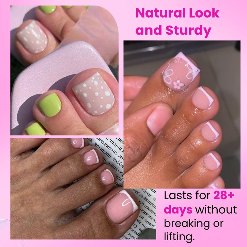 SINOKAME 300 Pcs Soft Gel Toe Nail Tips, Short Fake Toenails Tips Square Half Cover No File Needed,Clear Press on Toenails Acrylic Polygel Toenail Tips 15 Wider Size Range (000-12) - Image 2