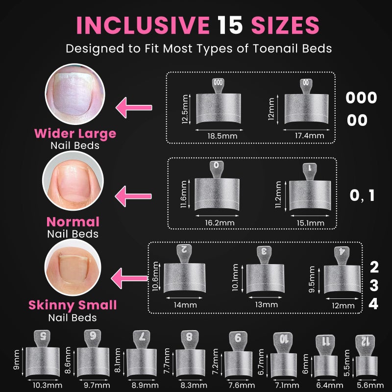 SINOKAME 300 Pcs Soft Gel Toe Nail Tips, Short Fake Toenails Tips Square Half Cover No File Needed,Clear Press on Toenails Acrylic Polygel Toenail Tips 15 Wider Size Range (000-12) - Image 4