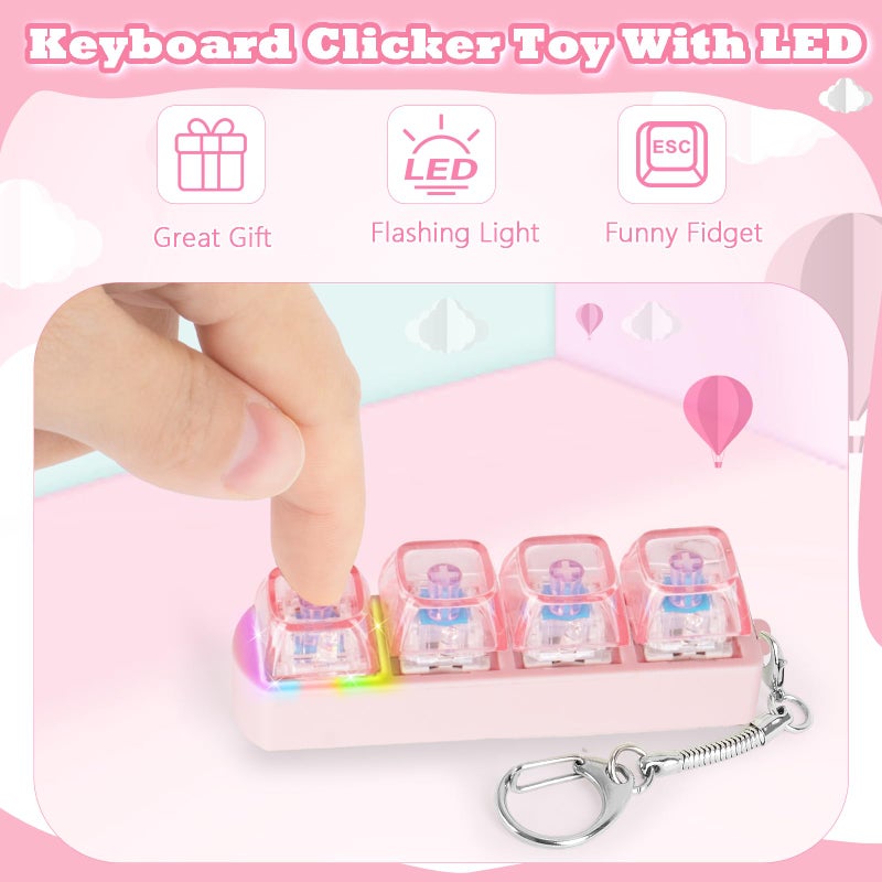 FunisFun Keyboard Fidget Toy for Adults Keyboard Clicker with LED Light Keychain Fidget Stress Relief Sensory Toy - Image 3