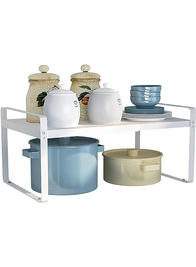 NOAEOU Countertop Organizer Shelf Cupboard Stand Kitchen Spice Rackcabinet Pantry Shelf Organization And Storage For Kitchen Bathroom (White) - Image 1