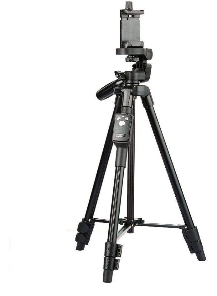 حامل ثلاثي القوائم قابل للتمديد VCT-5208 مع حامل هاتف وجهاز تحكم عن بعد للكاميرات DSLR والهواتف الذكية وكاميرات الحركة - Image 3