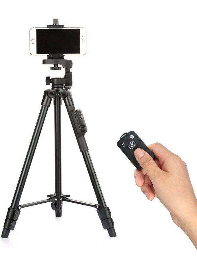 حامل ثلاثي القوائم قابل للتمديد VCT-5208 مع حامل هاتف وجهاز تحكم عن بعد للكاميرات DSLR والهواتف الذكية وكاميرات الحركة - Image 2