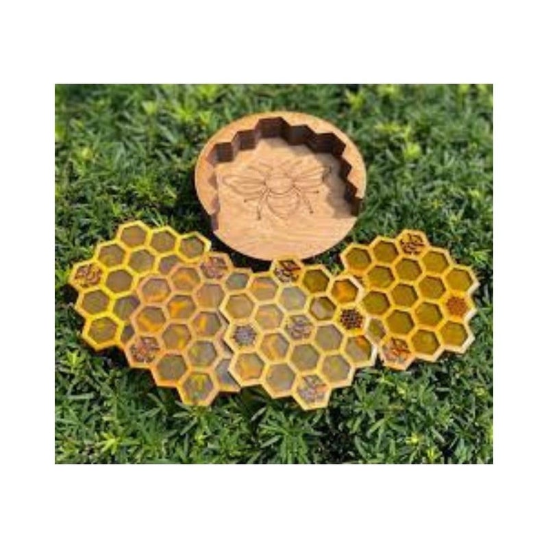 SNOOGG Pack of 6Pc Honeycomb Coaster Mold for Silicone Epoxy Resin Casting, DIY Project, Home Decor, Wedding etc. - Image 4
