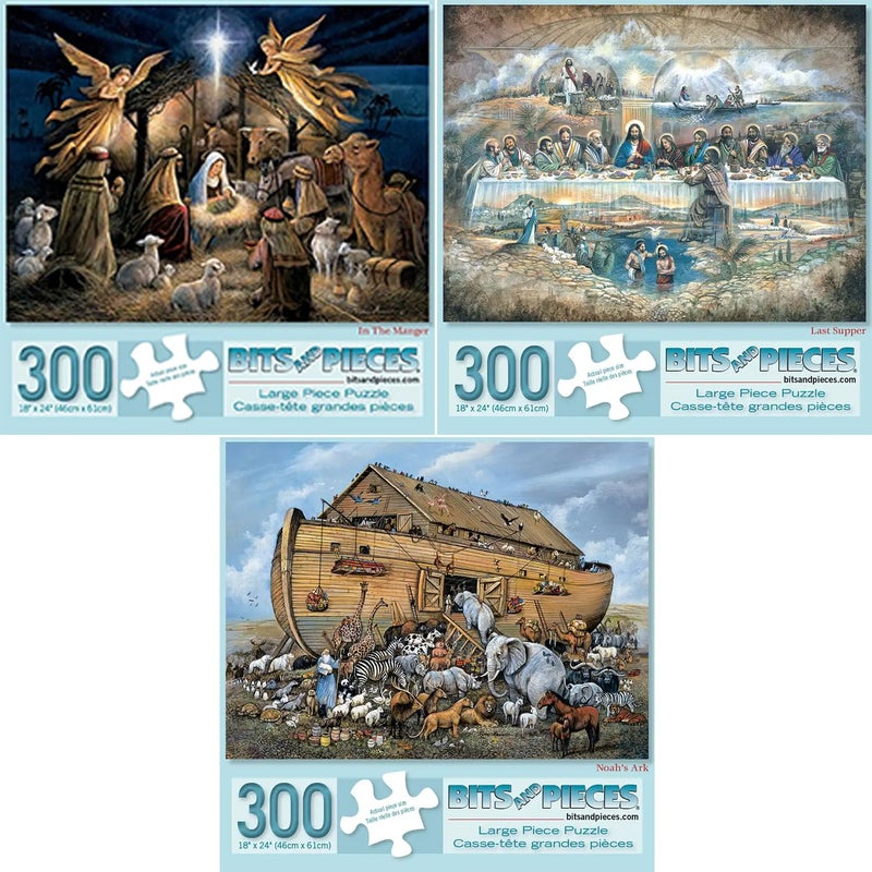 Bits and Pieces Value Set of Three 300 Piece Jigsaw Puzzles for Adults Large Piece 300 pc Christian Jigsaws by Artist Ruane Manning 18 x 24 - Image 4