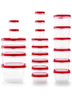 Rubbermaid Red Food Storage Containers 42Piece Set with EasyFind Lids Salad Dressing and Condiment Capacities Microwave and Dishwasher Safe BPAFree Vented Lids for Splatterfree Microwaving