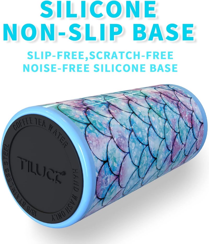 TILUCK Skinny Can Cooler for Slim Beer & Hard Seltzer, Stainless Steel, Doucle-Walled Stainless Steel Insulated Slim Cans, Standard 12 oz (Fish Scales-NEW) - Image 4