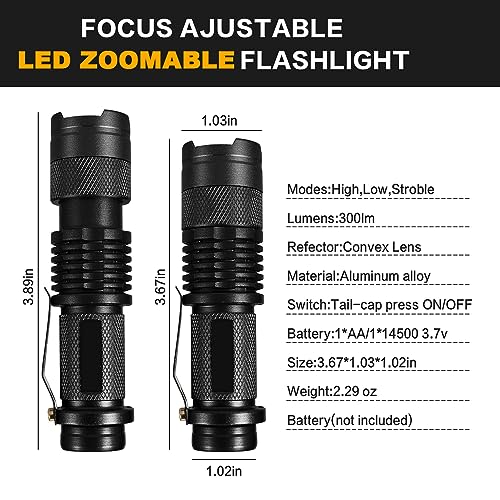 MVIOCS 3 Pack Red Green Blue Light Bright Small Flashlights, LED Mini Flashlight High Lumens Pen Light with 3 Modes, Zoomable Torch with Clip, Flashlight for Camping,Outdoor,Emergency - Image 5