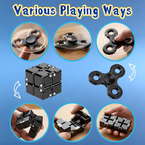 Amarlozn 5PCS Fidget Toys Set for Kids Adults Easter Basket Stuffers for Teen with Fidget Chain Infinity Cube Fidget Slider 2 in 1 Hammer Spinner Metal Tri Spinner Stress Relief Office Birthday Gift - Image 5