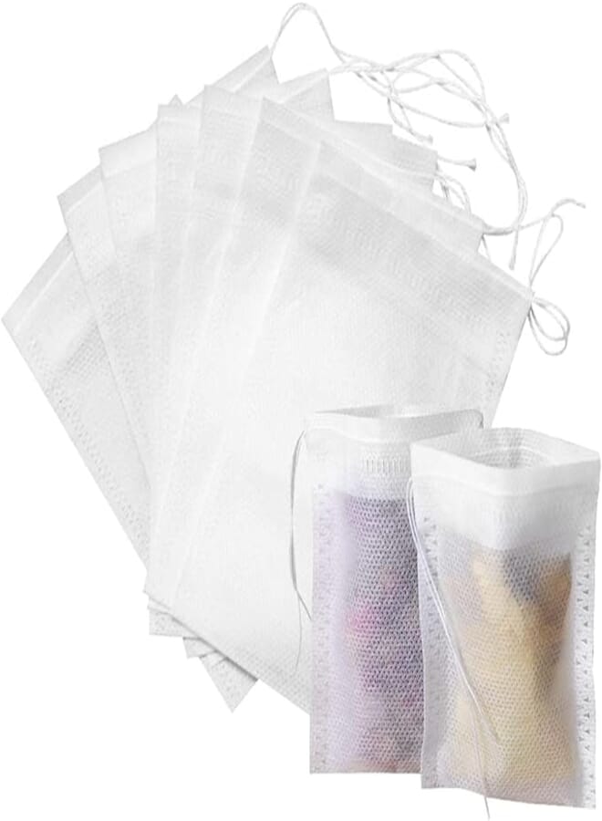 ECVV 100Pcs Disposable Drawstring Tea Filter Bags Non-woven Fabric Pouches Seal Mesh Bags Coffee Sachet Bags for Loose Leaf Tea, Coffee, Herb, Spice