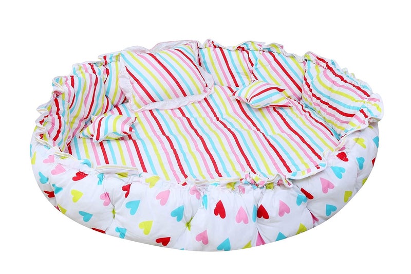Fareto Baby Super Soft Reversible Nest Cum Bed & Reversible Blanket Cum Comforter(0-2 Years) (Circle White & Rubby Red) - Image 4