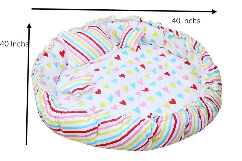 Fareto Baby Super Soft Reversible Nest Cum Bed & Reversible Blanket Cum Comforter(0-2 Years) (Circle White & Rubby Red) - Image 2