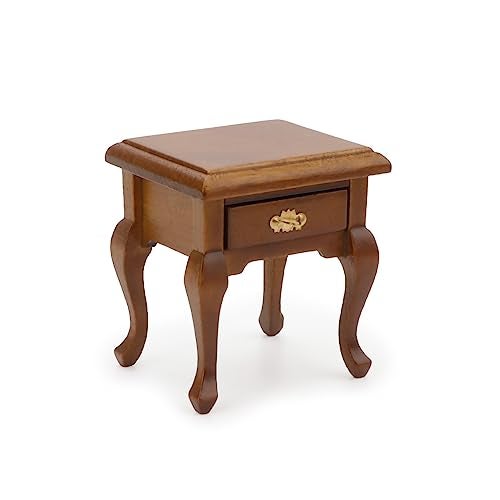 Cutemini Miniature Furniture 112 Bedside Table Dollhouse Accessories Wooden Nightstand Vintage Living Room Bedroom Scene Bedroom Bedsides End TableHouse Model Decoration Brown - Image 1