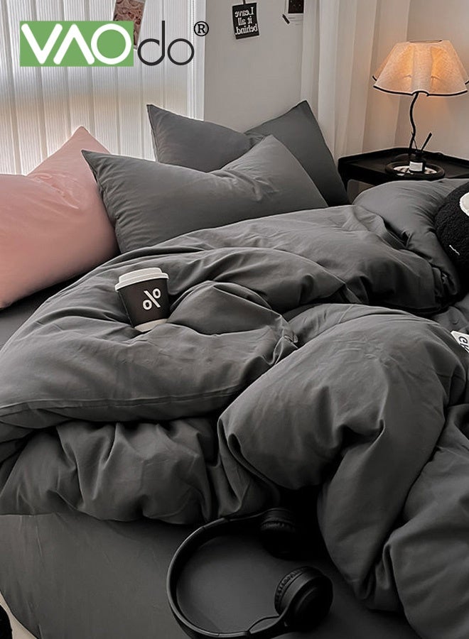 فاو دو مجموعة ملاءات سرير 4 قطع، من الألياف الدقيقة الناعمة - مجموعة لحاف مقاومة للانكماش والبهتان، مجموعة مفروشات سرير صديقة للبشرة، تشمل ملاءة سرير مجهزة وغطاء لحاف ووسادتين مقاس 200*230 سم - Image 2