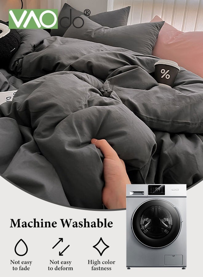 فاو دو مجموعة ملاءات سرير 4 قطع، من الألياف الدقيقة الناعمة - مجموعة لحاف مقاومة للانكماش والبهتان، مجموعة مفروشات سرير صديقة للبشرة، تشمل ملاءة سرير مجهزة وغطاء لحاف ووسادتين مقاس 200*230 سم - Image 3