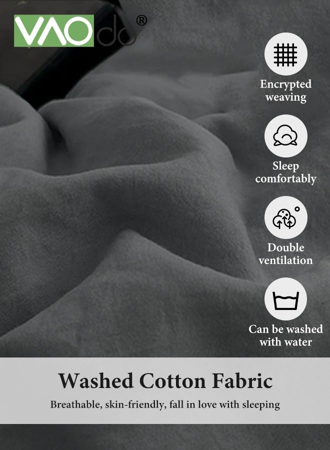 فاو دو مجموعة ملاءات سرير 4 قطع، من الألياف الدقيقة الناعمة - مجموعة لحاف مقاومة للانكماش والبهتان، مجموعة مفروشات سرير صديقة للبشرة، تشمل ملاءة سرير مجهزة وغطاء لحاف ووسادتين مقاس 200*230 سم - Image 4