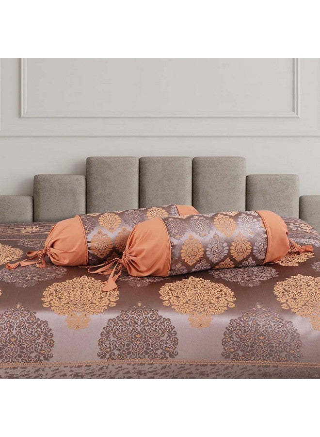 فيكتور طقم ديوان من Victor Poly Cotton Styria Satin بنمط هندسي - 8 قطع (رمادي-بيج، غطاء سرير - 60 بوصة × 90 بوصة، 2 وسادة - 16 بوصة × 32 بوصة و5 أغطية وسائد - 16 بوصة × 16 بوصة) - Image 3