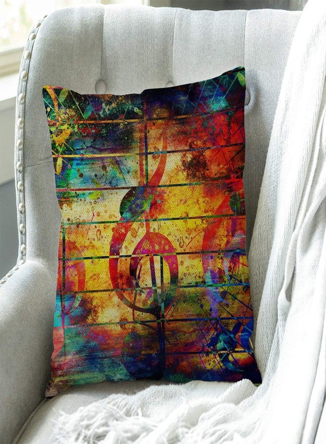 Swono Throw Pillow Cover Colorful Collage with Music Notes and The Violin Clef Decorative Pillow Cases Home Decor Square 18x18 Inches Pillowcases - Image 3