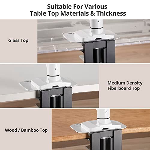 AVLT Adjustable Reinforcement Plate Bracket Mount for Fragile Tabletop - Supports Monitor Stand with C Clamp Or Grommet Installation - White - Image 2