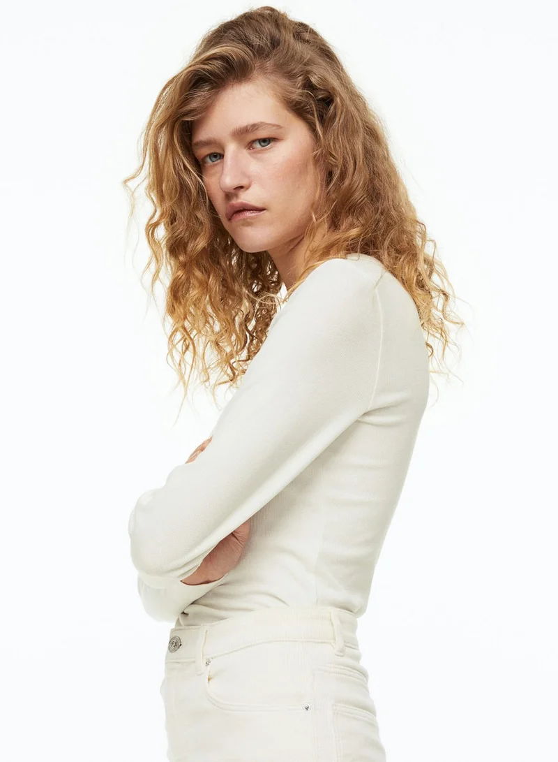 H&M Ribbed Round Neck Top