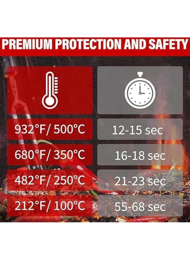 BBQ Grill Gloves, 800℃/1472°F Heat Resistant Barbecue Gloves Oven Mitts for Kitchen Garden BBQ Grilling and Outdoor Cooking Campfire, 1 Pair 32cm/13 inch Long Extra Forearm Protection
