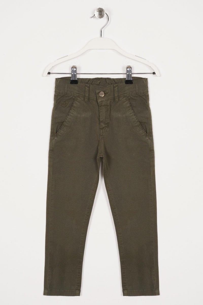 Süzgün Khaki Color Boy Gabardine Trousers with Back Pockets  - Image 1