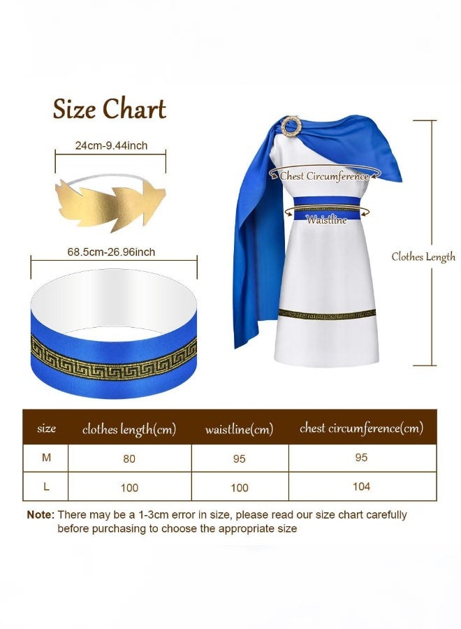 Paka Rabbit Kids Roman Emperor Costume, Child Roman Toga Fancy Dress with King Headpiece, Shawl, and Belt, Ancient Greek Outfit for Book Week, Cosplay, Masquerade, and Halloween (Size: L)  - Image 4