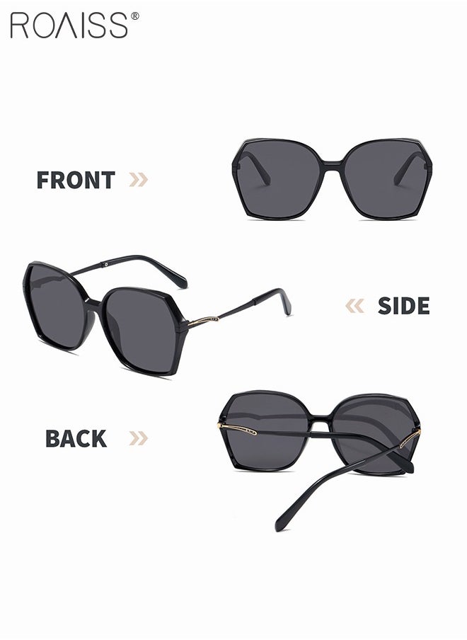 roaiss - Women's Butterfly Polarized Sunglasses UV400 Protection Sun Glasses with PC Frame Decorated with Small Rhinestones Simple Oversized Anti-glare Sunglasses for Women with Glasses Case 63mm - Image 1