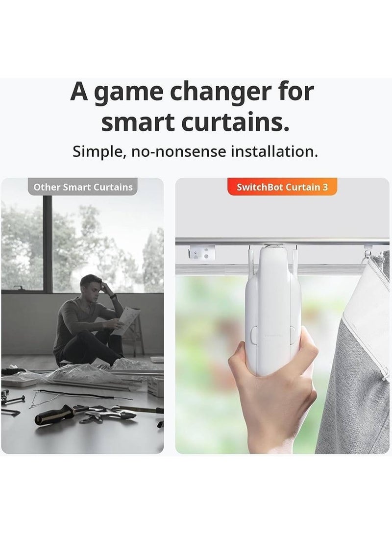 SwitchBot Curtain 3 U Rail Automatic Curtain Opener, 8 Ways to Control, Up to 16kg Push, QuietDrift Technology, Compatible with Alexa / Google Home / HomePod / IFTTT, White | W2400000 - Image 4