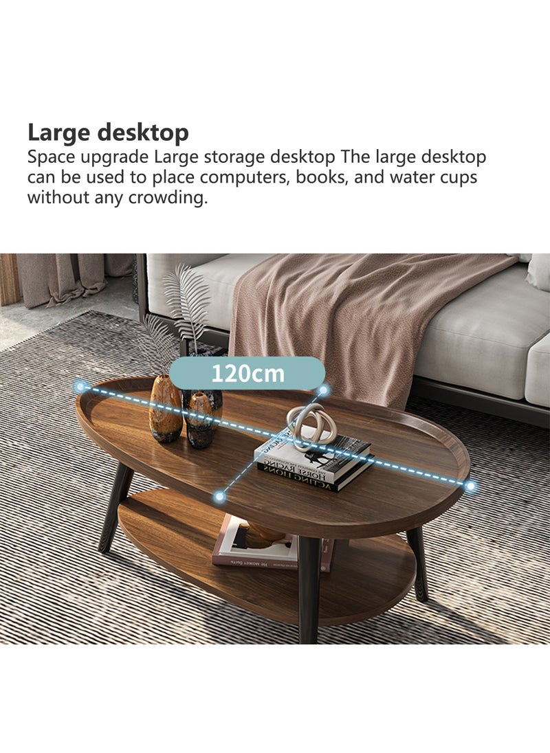 شاربدو طاولة قهوة حديثة صغيرة الحجم ذات طبقتين مع تصميم أخدود واسع للتخزين 120*60*38 سم - Image 4