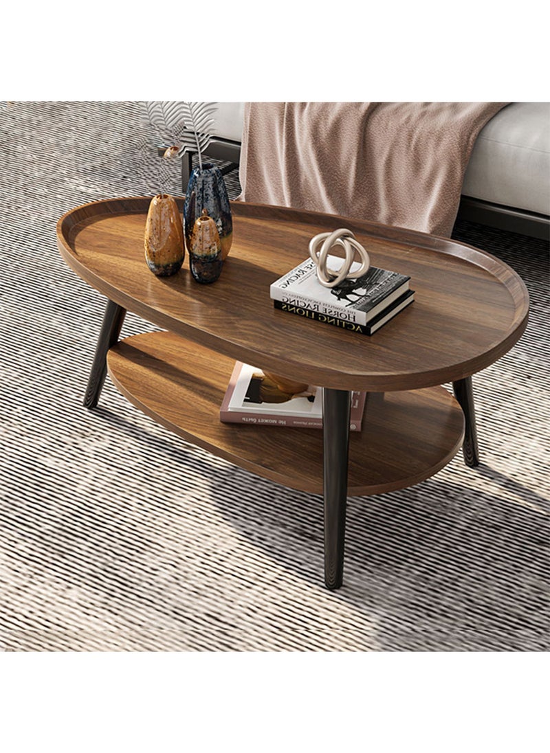 شاربدو طاولة قهوة حديثة صغيرة الحجم ذات طبقتين مع تصميم أخدود واسع للتخزين 120*60*38 سم - Image 3