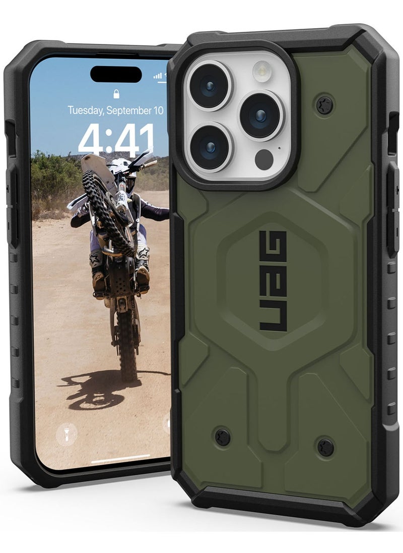 Urban Armor Gear - UAG Pathfinder MagSafe for iPhone 15 Pro Case Cover [18 Feet Drop Tested]  - Olive Drab - Image 1