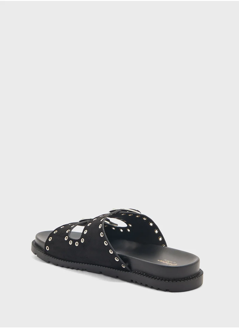 Ginger Eyelet Detail Double Strap Flat Sandal
