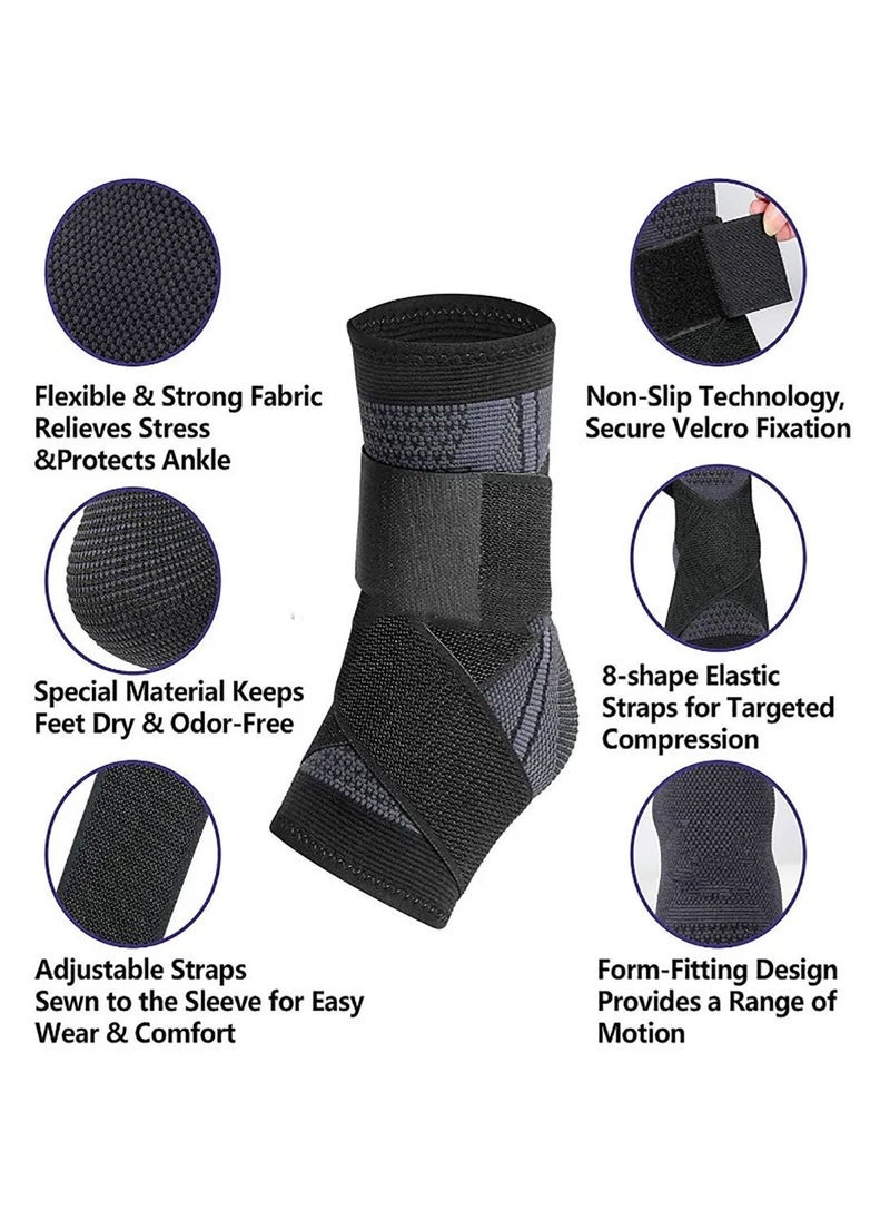 Gonice - 2 Piece Ankle Protector Adjustable Compression Ankle Support Brace For Running Sports Football and Basketball - Image 1