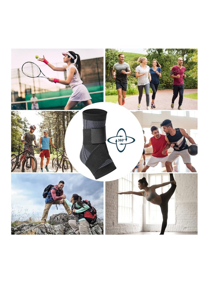 Gonice - 2 Piece Ankle Protector Adjustable Compression Ankle Support Brace For Running Sports Football and Basketball - Image 1
