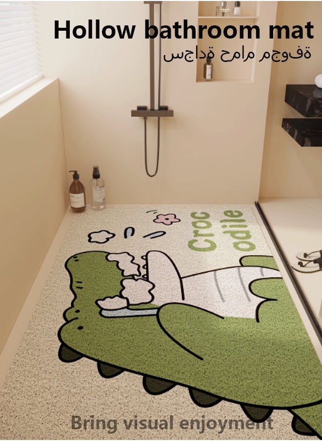 HQ-GAMING Non-slip Soft Textured Bathroom Mat, 24x16 Inch, Quick Dry PVC Loofah Bathtub Mat Non-slip Soft Textured Bathroom Mat, Cuttable, Anti-Fall and Dirt-Resistant Hollow Drain Mat  - Image 2