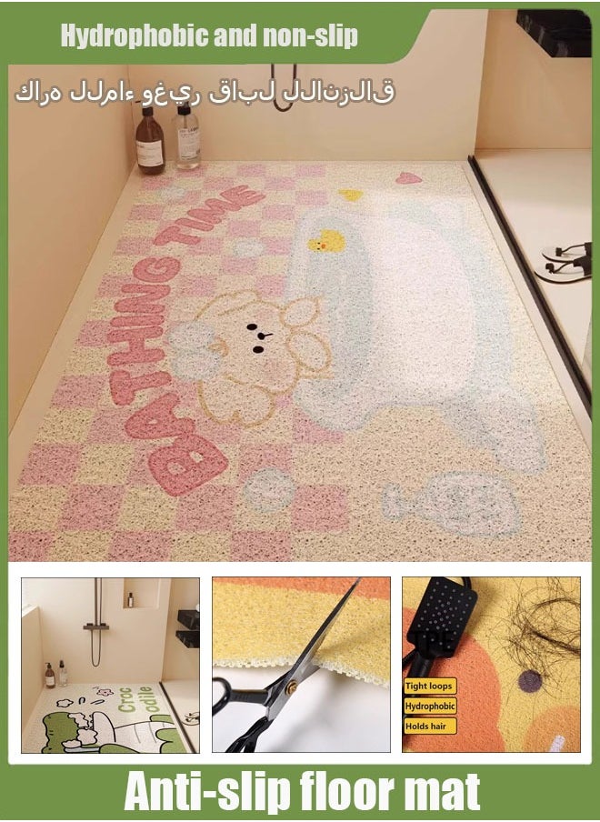 HQ-GAMING Non-slip Soft Textured Bathroom Mat, 24x16 Inch, Quick Dry PVC Loofah Bathtub Mat Non-slip Soft Textured Bathroom Mat, Cuttable, Anti-Fall and Dirt-Resistant Hollow Drain Mat  - Image 1