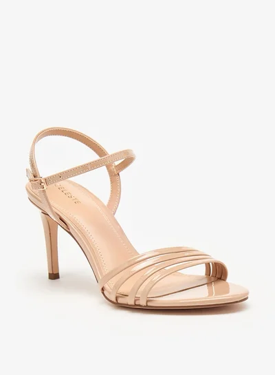 سيليست Women's Solid Ankle Strap Sandals with Stiletto Heels and Buckle Closure