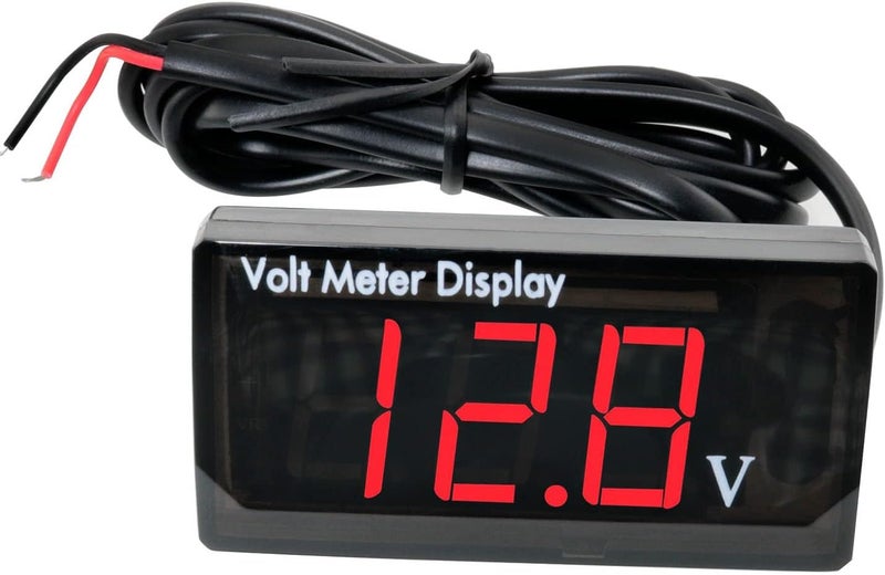 MEETOOT مقياس جهد LED مضاد للماء MEETOOT - أحمر 12V عرض رقمي - Image 1