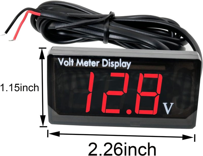 MEETOOT مقياس جهد LED مضاد للماء MEETOOT - أحمر 12V عرض رقمي - Image 4