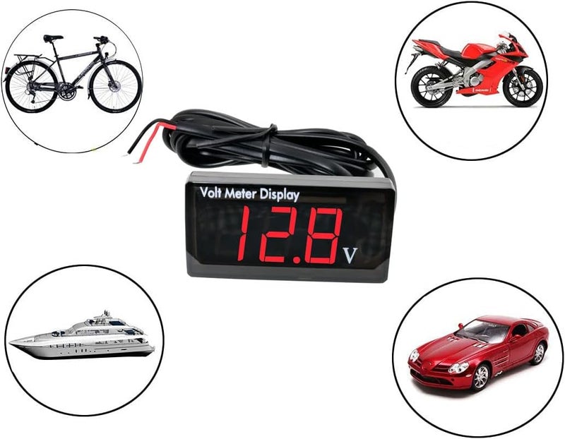 MEETOOT مقياس جهد LED مضاد للماء MEETOOT - أحمر 12V عرض رقمي - Image 5