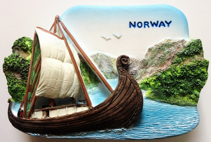 WitnyStore Tiny 3 Viking Ship Knarr Snekkja Longship Norway Miniature Hand Made Resin 3D Europe Landmark Tourist Attraction Decorative Refrigerator Fridge Magnets Collectible Traveler Souvenir Gift