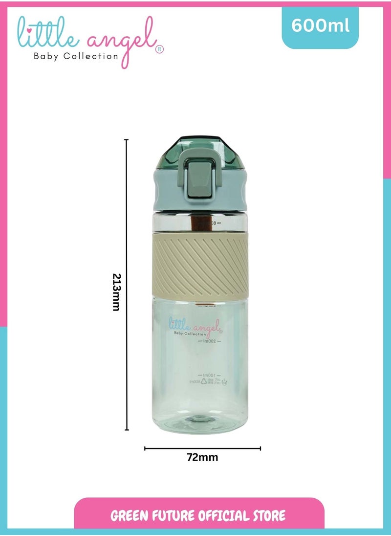 Little Angel Kids Water Bottle, High Quality 600ml - Leak-Proof with Flip-Top Lid, Portable and Durable Plastic Design for School, Sports, Indoor & Outdoor - Green  - Image 5